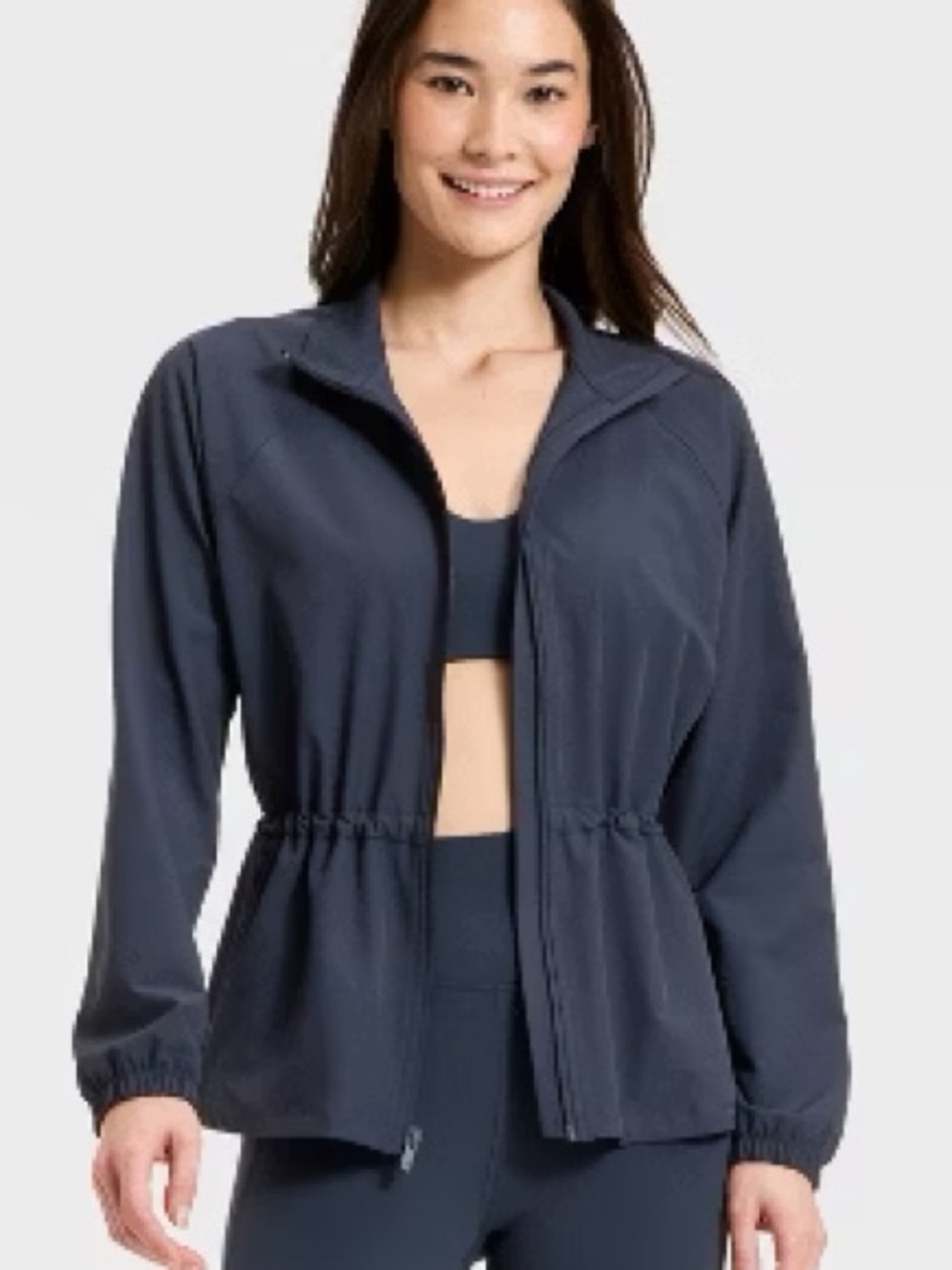 🖤VIVELY Black Running Jacket Full Zip Drawstring Waist Peplum🖤 ~medium 🆕